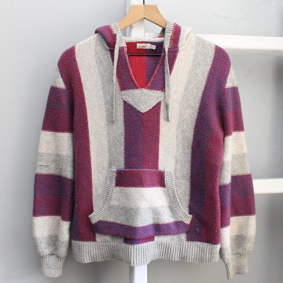 Faherty Gray Purple Striped Boulder Upstream Poncho Serape Sweater sz Small / XS - Picture 1 of 6